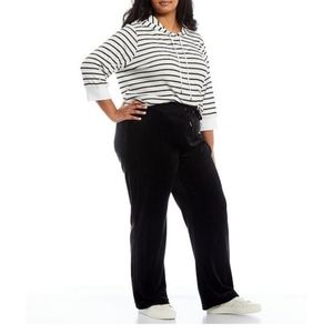 Calvin Klein Plus Size Stretch Velour High-Rise Wide Leg Drawstring Pants